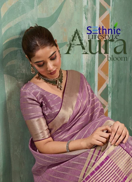 Aura By Sethnic Cotton Tissue Zari Woven Saree